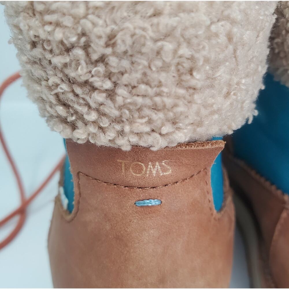TOMS Womens Brown Mixed Media D-Waterproof Mesa Round Toe Leather Booties 8 - Picture 10 of 12